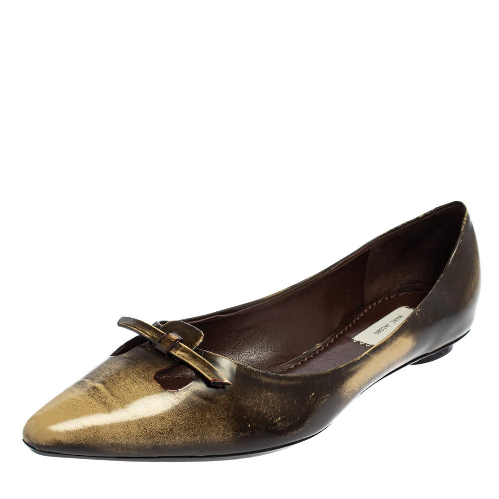 Marc Jacobs Two Tone Leather Bow Ballet Flats Size 38.5 For Women 1 Marc Jacobs Two Tone Leather Bow Ballet Flats Size 38.5 For Women
