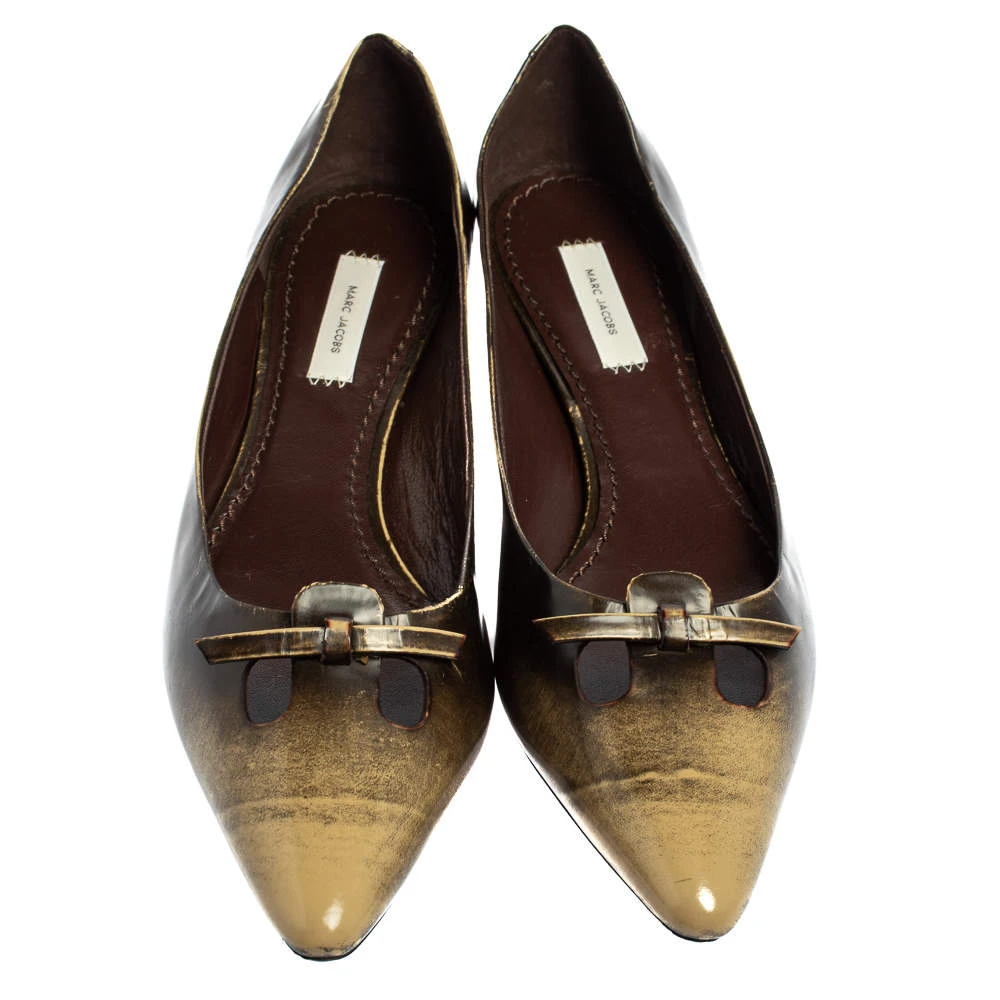 Marc Jacobs Two Tone Leather Bow Ballet Flats Size 38.5 For Women 3 Marc Jacobs Two Tone Leather Bow Ballet Flats Size 38.5 For Women - Image 3
