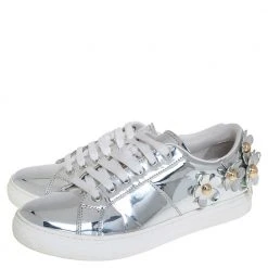 Marc Jacobs Silver Patent Leather Daisy Low Top Sneakers Size 41 For Women -Marc Jacobs shop luxury women marc jacobs used shoes p453220 001