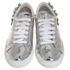 Marc Jacobs Silver Patent Leather Daisy Low Top Sneakers Size 41 For Women -Marc Jacobs shop luxury women marc jacobs used shoes p453220 002