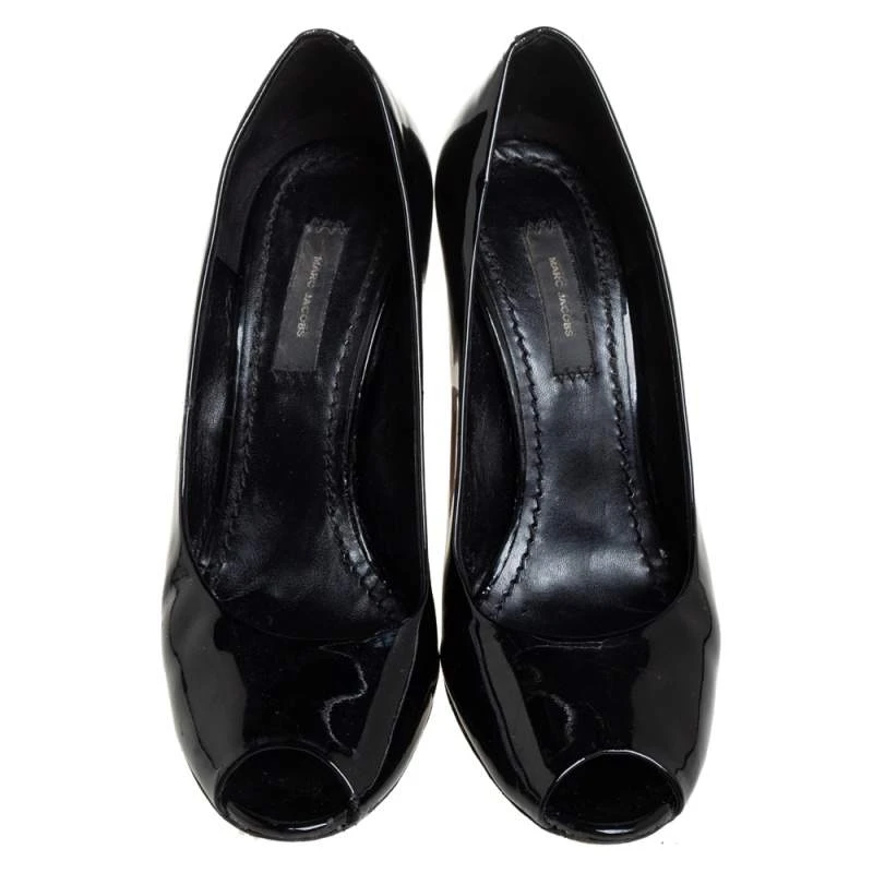Marc Jacobs Black Patent Leather Peep Toe Reverse Heel Pumps Size 36 For Women 3 Marc Jacobs Black Patent Leather Peep Toe Reverse Heel Pumps Size 36 For Women - Image 3