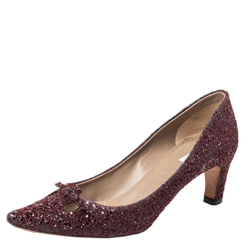 Marc Jacobs Burgundy Glitter Slip On Pumps Size 37 For Women 1 Marc Jacobs Burgundy Glitter Slip On Pumps Size 37 For Women