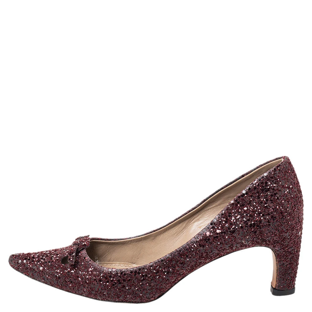 Marc Jacobs Burgundy Glitter Slip On Pumps Size 37 For Women 2 Marc Jacobs Burgundy Glitter Slip On Pumps Size 37 For Women - Image 2