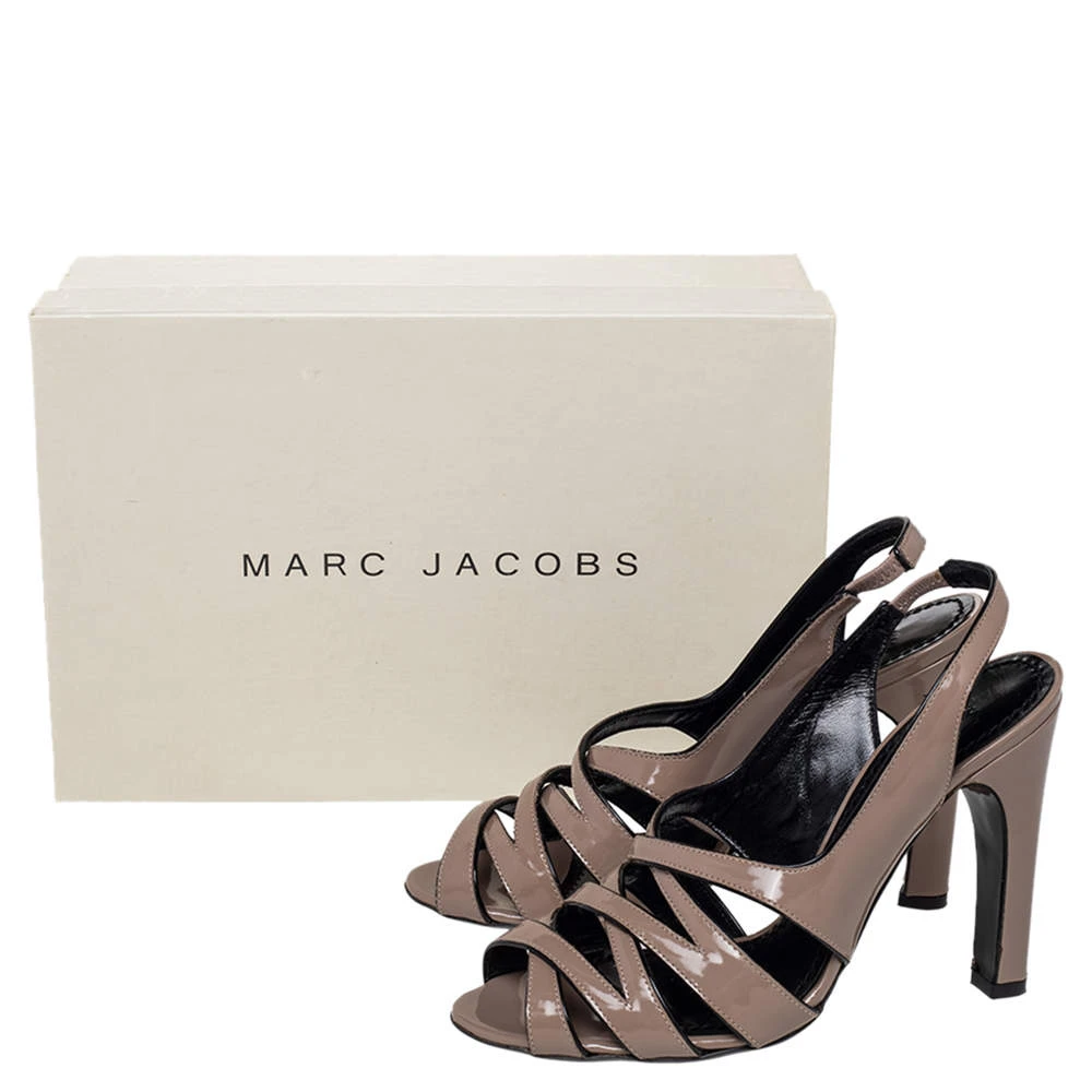 Marc Jacobs Beige Patent Leather Strappy Slingback Sandals Size 36.5 For Women 8 Marc Jacobs Beige Patent Leather Strappy Slingback Sandals Size 36.5 For Women - Image 8