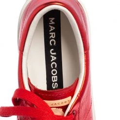 Marc Jacobs Metallic Red Leather Low Top Sneakers Size 37 For Women -Marc Jacobs shop luxury women marc jacobs used shoes p493621 005