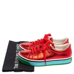 Marc Jacobs Metallic Red Leather Low Top Sneakers Size 37 For Women -Marc Jacobs shop luxury women marc jacobs used shoes p493621 007