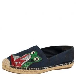 Marc Jacobs Black Canvas Espadrille Flats Size 38 For Women