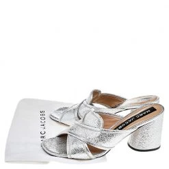 Marc Jacobs Metallic Silver Crackle Leather Criss Cross Slide Sandals Size 39 For Women 15 Marc Jacobs Metallic Silver Crackle Leather Criss Cross Slide Sandals Size 39 For Women -Marc Jacobs shop luxury women marc jacobs used shoes p519762 007