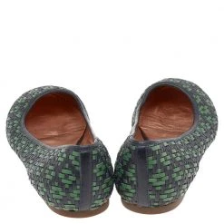 Marc Jacobs Green/Black Braided Leather Ballet Flats Size 38 For Women -Marc Jacobs shop luxury women marc jacobs used shoes p551400 004