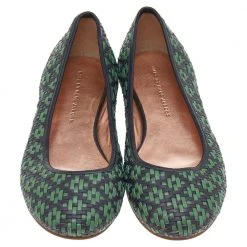 Marc Jacobs Green/Black Braided Leather Ballet Flats Size 38 For Women -Marc Jacobs shop luxury women marc jacobs used shoes p551400 005