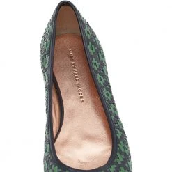Marc Jacobs Green/Black Braided Leather Ballet Flats Size 38 For Women -Marc Jacobs shop luxury women marc jacobs used shoes p551400 006