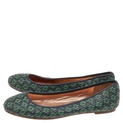 Marc Jacobs Green/Black Braided Leather Ballet Flats Size 38 For Women -Marc Jacobs shop luxury women marc jacobs used shoes p551400 008