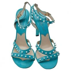 Marc Jacobs Blue Leather Embellished Ankle Strap Sandals Size 38 For Women 10 Marc Jacobs Blue Leather Embellished Ankle Strap Sandals Size 38 For Women -Marc Jacobs shop luxury women marc jacobs used shoes p596564 004