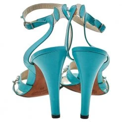Marc Jacobs Blue Leather Embellished Ankle Strap Sandals Size 38 For Women 12 Marc Jacobs Blue Leather Embellished Ankle Strap Sandals Size 38 For Women -Marc Jacobs shop luxury women marc jacobs used shoes p596564 005