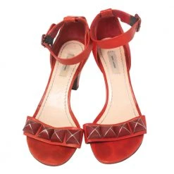 Marc Jacobs Red Leather Studded Ankle Strap Sandals Size 37 For Women 12 Marc Jacobs Red Leather Studded Ankle Strap Sandals Size 37 For Women -Marc Jacobs shop luxury women marc jacobs used shoes p599680 007