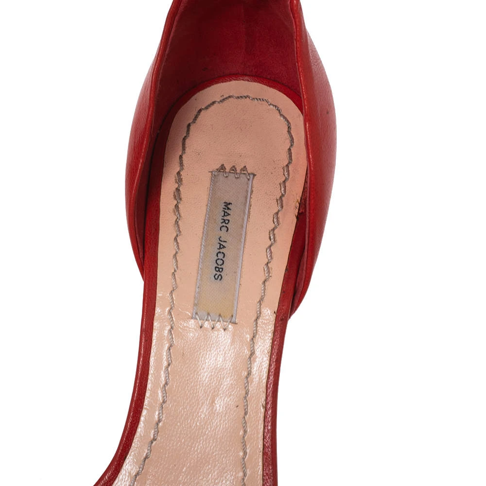 Marc Jacobs Red Leather Studded Ankle Strap Sandals Size 37 For Women 7 Marc Jacobs Red Leather Studded Ankle Strap Sandals Size 37 For Women - Image 7