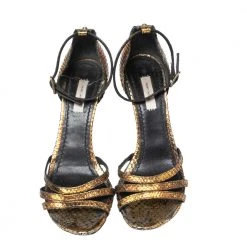 Marc Jacobs Metallic Gold Python Ankle Strap Sandals Size 39 For Women -Marc Jacobs shop luxury women marc jacobs used shoes p617788 007
