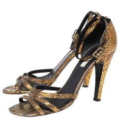 Marc Jacobs Metallic Gold Python Ankle Strap Sandals Size 39 For Women -Marc Jacobs shop luxury women marc jacobs used shoes p617788 009