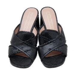 Marc Jacobs Black Snakeskin Embossed Leather Criss Cross Slide Sandals Size 38 For Women 11 Marc Jacobs Black Snakeskin Embossed Leather Criss Cross Slide Sandals Size 38 For Women -Marc Jacobs shop luxury women marc jacobs used shoes p618945 004