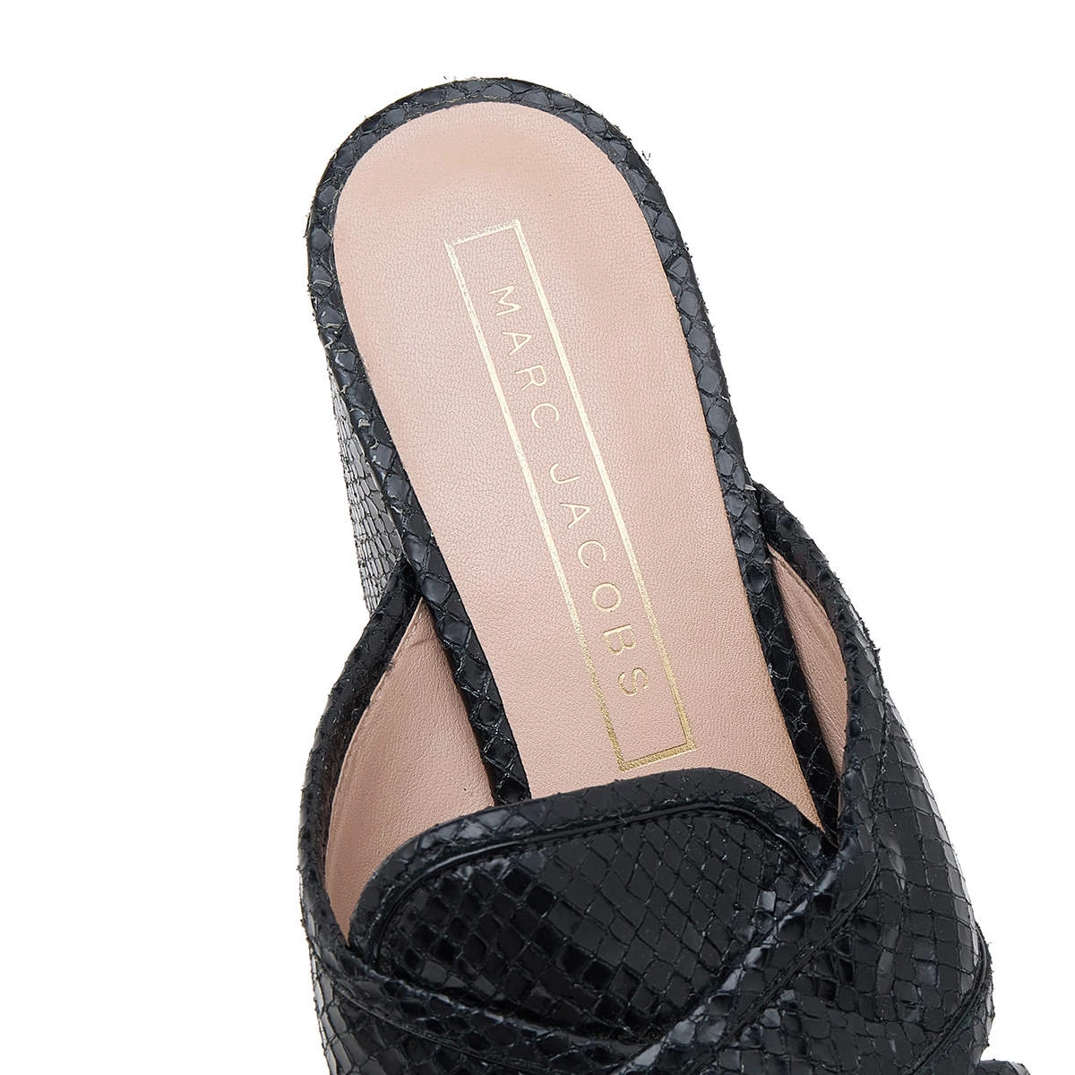 Marc Jacobs Black Snakeskin Embossed Leather Criss Cross Slide Sandals Size 38 For Women 7 Marc Jacobs Black Snakeskin Embossed Leather Criss Cross Slide Sandals Size 38 For Women - Image 7