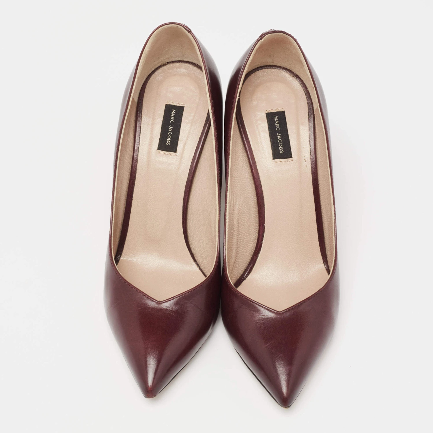 Marc Jacobs Burgundy Leather And Python Embossed Pointed Toe Block Heel Pumps Size 35 For Women 3 Marc Jacobs Burgundy Leather And Python Embossed Pointed Toe Block Heel Pumps Size 35 For Women - Image 3