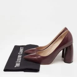 Marc Jacobs Burgundy Leather And Python Embossed Pointed Toe Block Heel Pumps Size 35 For Women 17 Marc Jacobs Burgundy Leather And Python Embossed Pointed Toe Block Heel Pumps Size 35 For Women -Marc Jacobs shop luxury women marc jacobs used shoes p631034 002