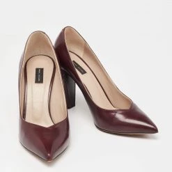 Marc Jacobs Burgundy Leather And Python Embossed Pointed Toe Block Heel Pumps Size 35 For Women 12 Marc Jacobs Burgundy Leather And Python Embossed Pointed Toe Block Heel Pumps Size 35 For Women -Marc Jacobs shop luxury women marc jacobs used shoes p631034 005