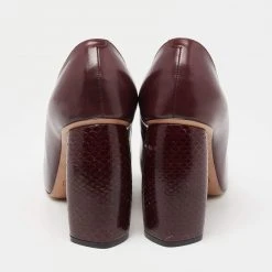 Marc Jacobs Burgundy Leather And Python Embossed Pointed Toe Block Heel Pumps Size 35 For Women 13 Marc Jacobs Burgundy Leather And Python Embossed Pointed Toe Block Heel Pumps Size 35 For Women -Marc Jacobs shop luxury women marc jacobs used shoes p631034 006