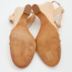 Marc Jacobs Beige Leather Ankle Strap Wedge Sandals Size 39.5 For Women -Marc Jacobs shop luxury women marc jacobs used shoes p656450 008