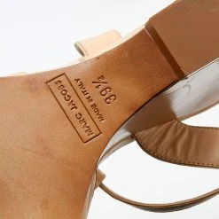 Marc Jacobs Beige Leather Ankle Strap Wedge Sandals Size 39.5 For Women -Marc Jacobs shop luxury women marc jacobs used shoes p656450 009