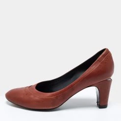 Marc Jacobs Brown Leather Round Toe Pumps Size 36.5 For Women