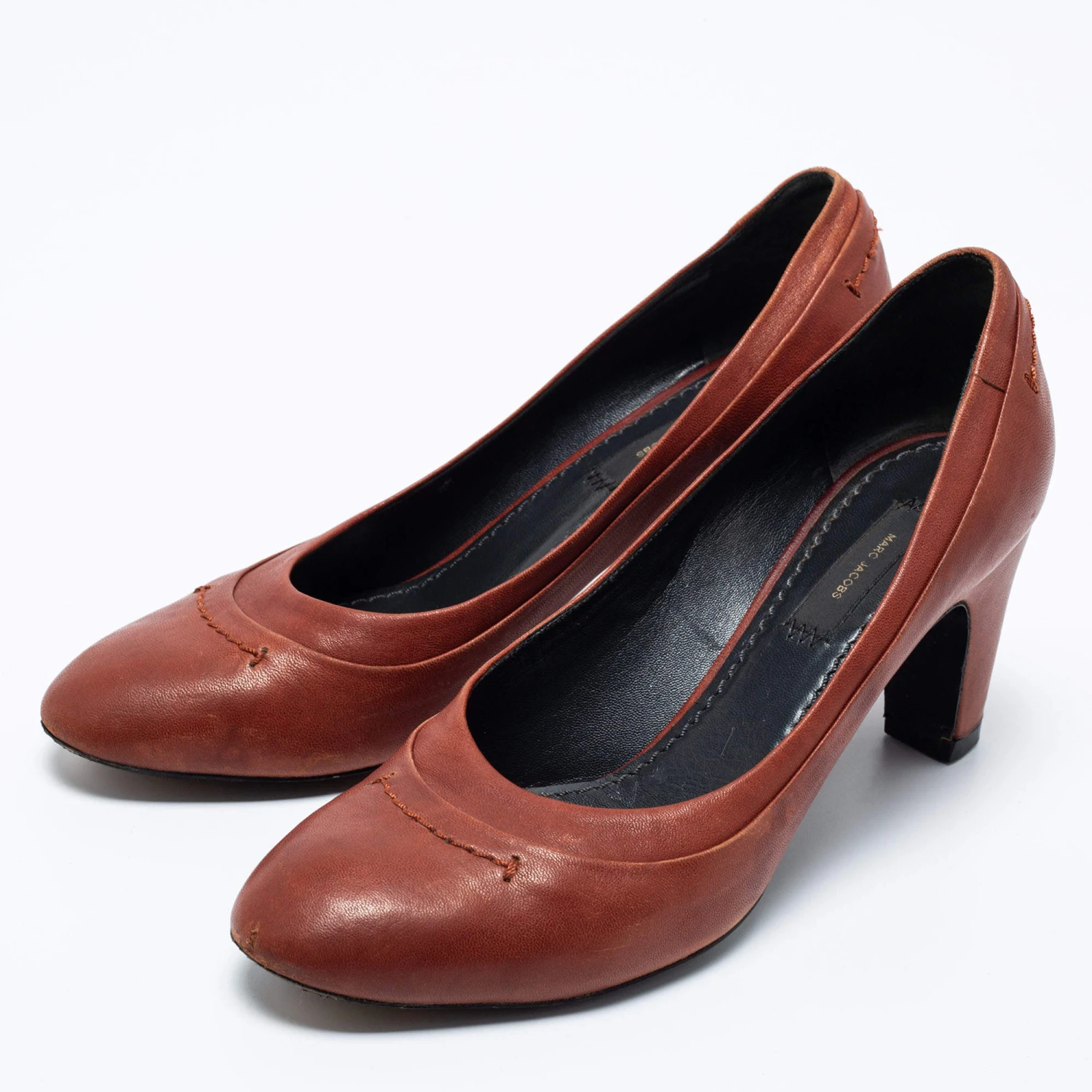Marc Jacobs Brown Leather Round Toe Pumps Size 36.5 For Women 2 Marc Jacobs Brown Leather Round Toe Pumps Size 36.5 For Women - Image 2