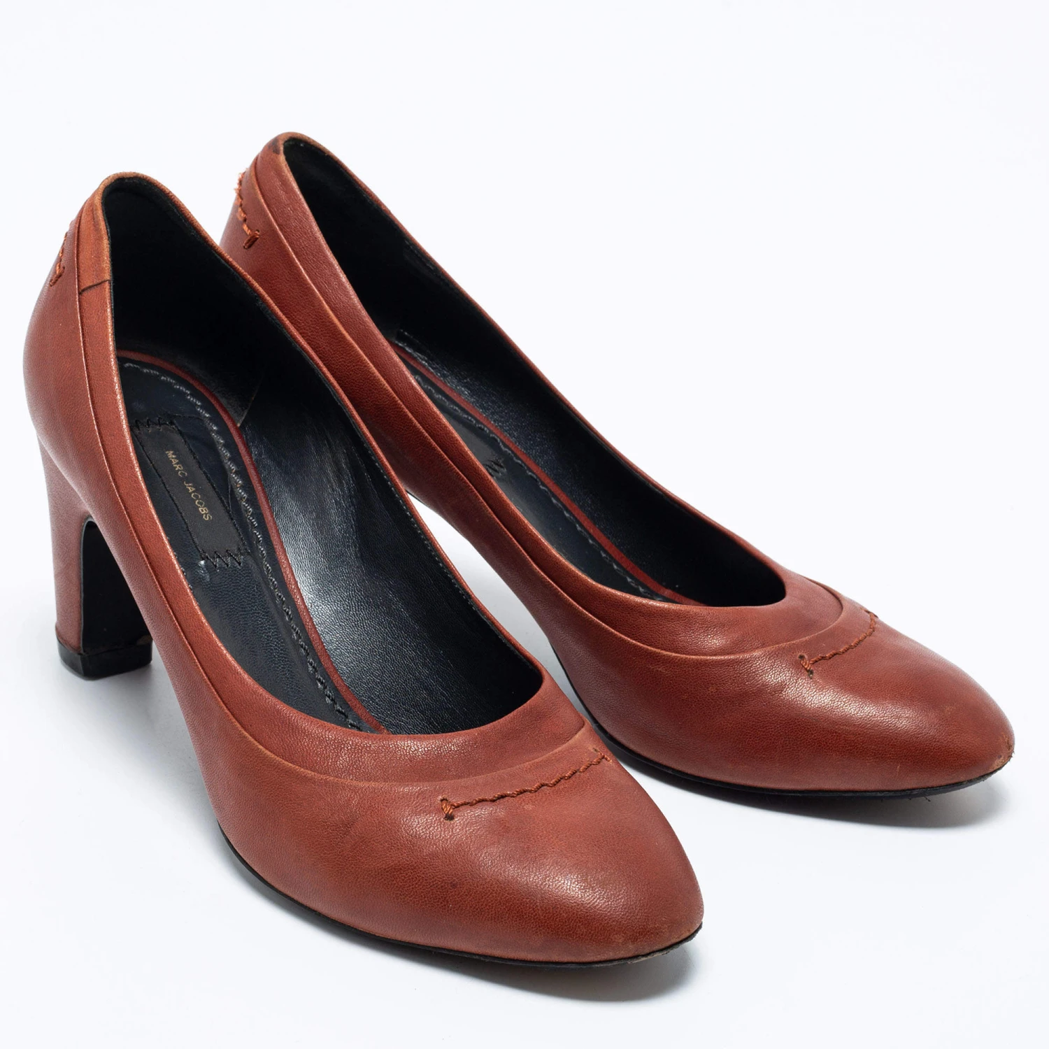 Marc Jacobs Brown Leather Round Toe Pumps Size 36.5 For Women 4 Marc Jacobs Brown Leather Round Toe Pumps Size 36.5 For Women - Image 4
