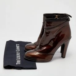 Marc Jacobs Metallic Bronze Patent Leather Ankle Length Boots Size 40.5 For Women -Marc Jacobs shop luxury women marc jacobs used shoes p666358 001