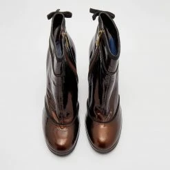 Marc Jacobs Metallic Bronze Patent Leather Ankle Length Boots Size 40.5 For Women -Marc Jacobs shop luxury women marc jacobs used shoes p666358 004