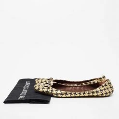 Marc Jacobs Gold/Black Houndstooth Print Suede Bow Ballet Flats Size 40 For Women -Marc Jacobs shop luxury women marc jacobs used shoes p681141 001