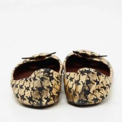 Marc Jacobs Gold/Black Houndstooth Print Suede Bow Ballet Flats Size 40 For Women -Marc Jacobs shop luxury women marc jacobs used shoes p681141 006