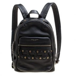 Marc Jacobs Black Leather Grommet Biker Backpack For Women