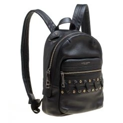 Marc Jacobs Black Leather Grommet Biker Backpack For Women -Marc Jacobs shop luxury women marc jacobs used travel p153555 0003