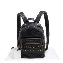 Marc Jacobs Black Leather Grommet Biker Backpack For Women -Marc Jacobs shop luxury women marc jacobs used travel p153555 0009