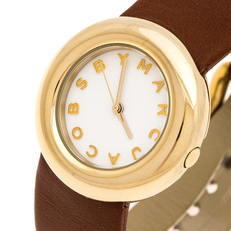 Marc By Marc Jacobs White Yellow Gold Plated MBM8520 Women's Wristwatch 33 Mm For Women 2 Marc By Marc Jacobs White Yellow Gold Plated MBM8520 Women's Wristwatch 33 Mm For Women - Image 2