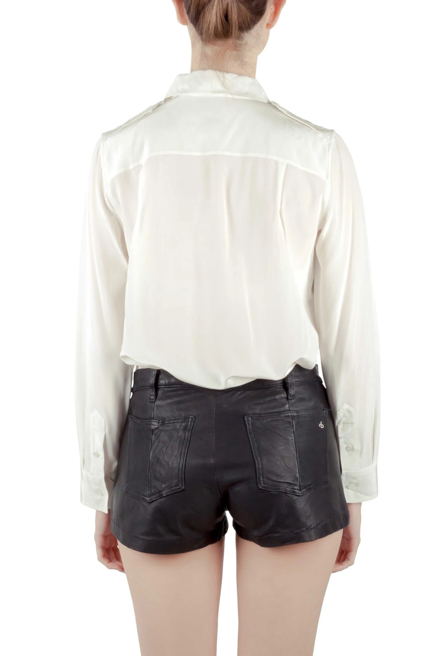 Marc Jacobs Ivory Silk Epaulette Detail Button Front Shirt M For Women 3 Marc Jacobs Ivory Silk Epaulette Detail Button Front Shirt M For Women - Image 3